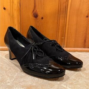 FitzWell 'Ophelia' Black Suede/Patent Heels - Size 11 - Brand New
